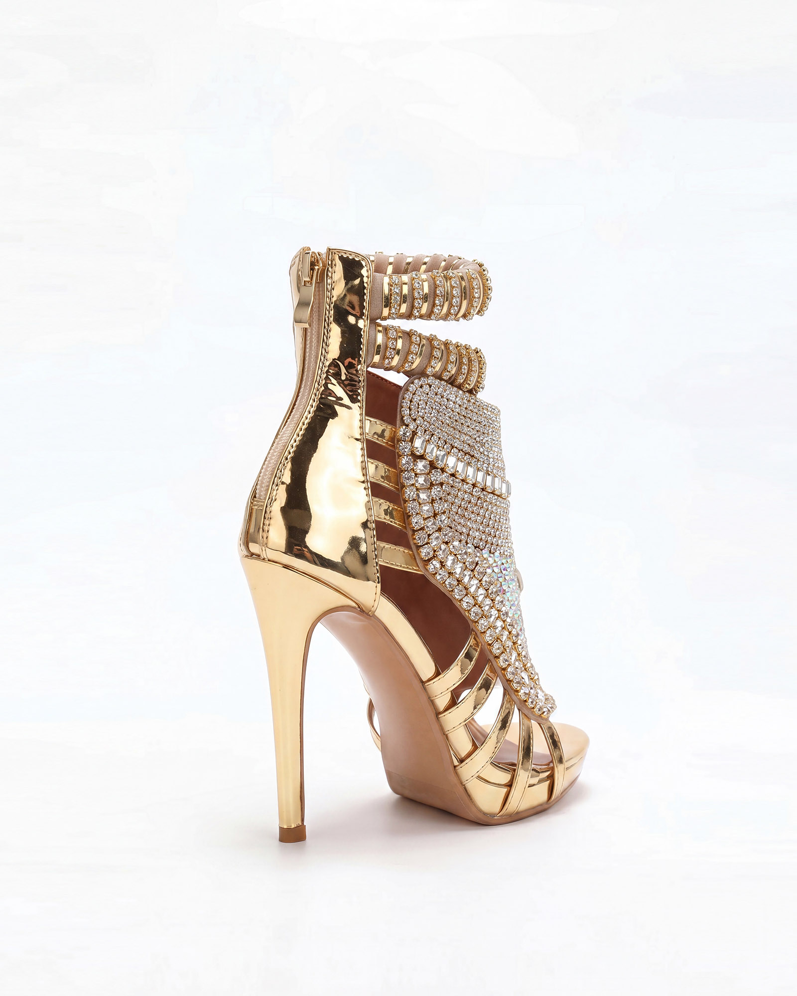Edith Rhinestone Embellished Strap Sandals In Sliver
