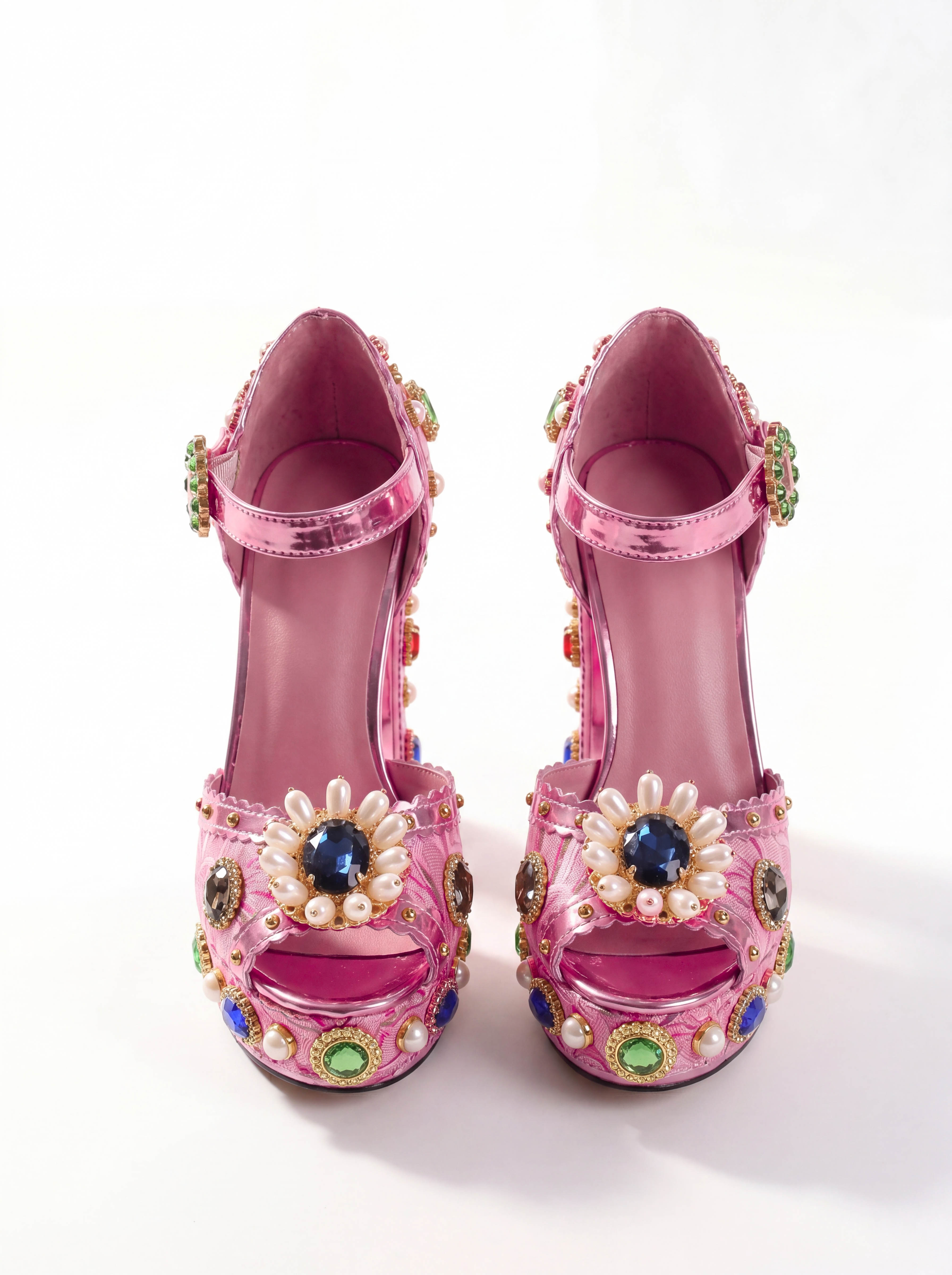 Valeria Gem Vintage Platform Sandals In Pink