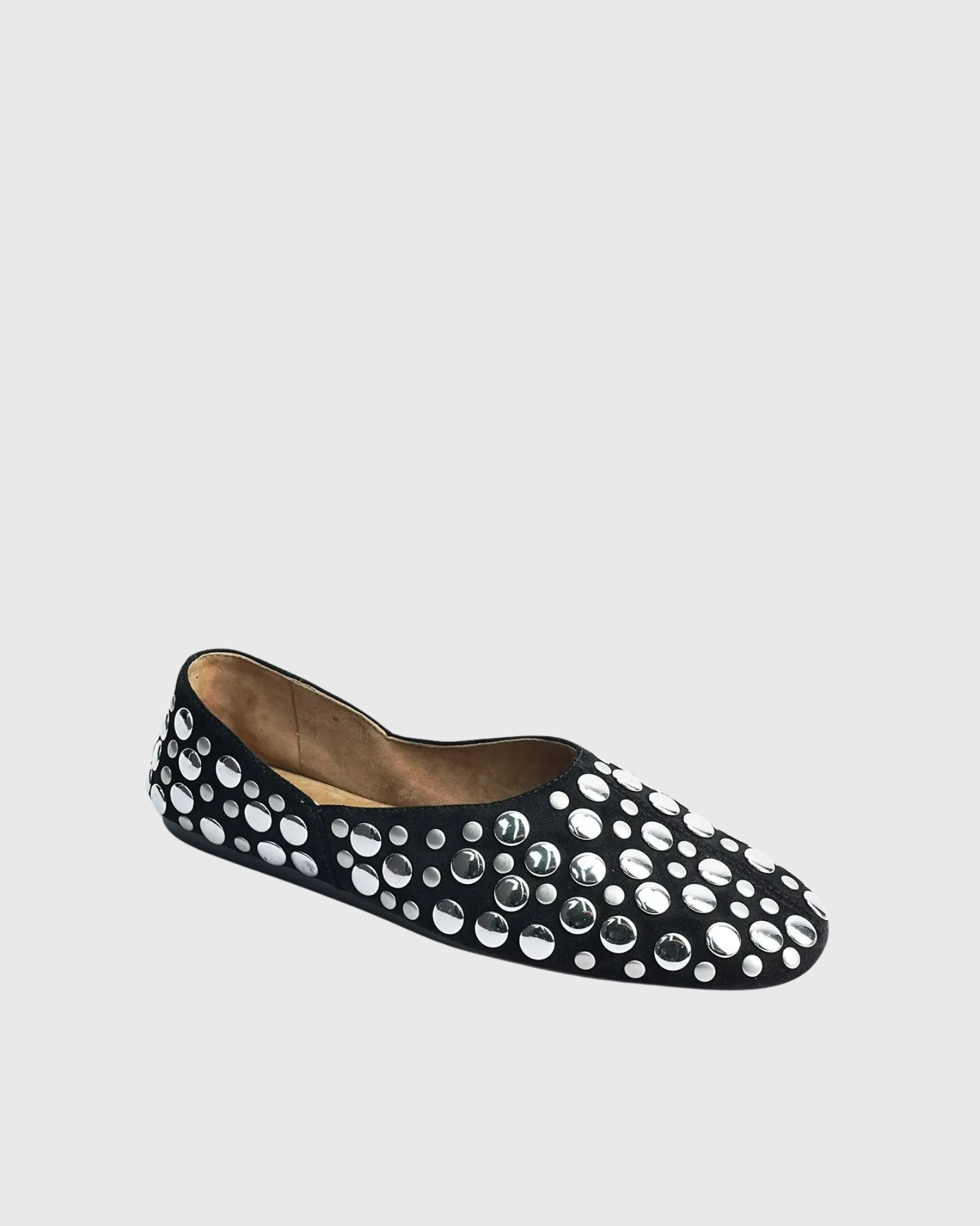 Pacino Rivet Leather Ballet Flats In Black