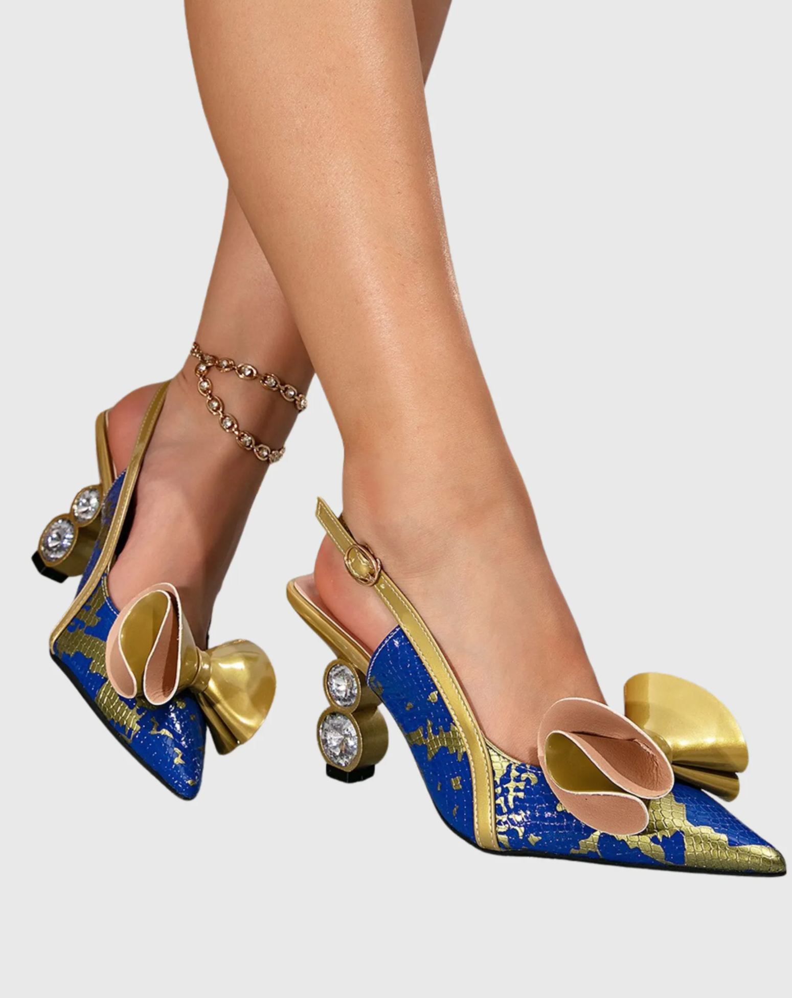 Hazel Print Bow Slingback Pumps