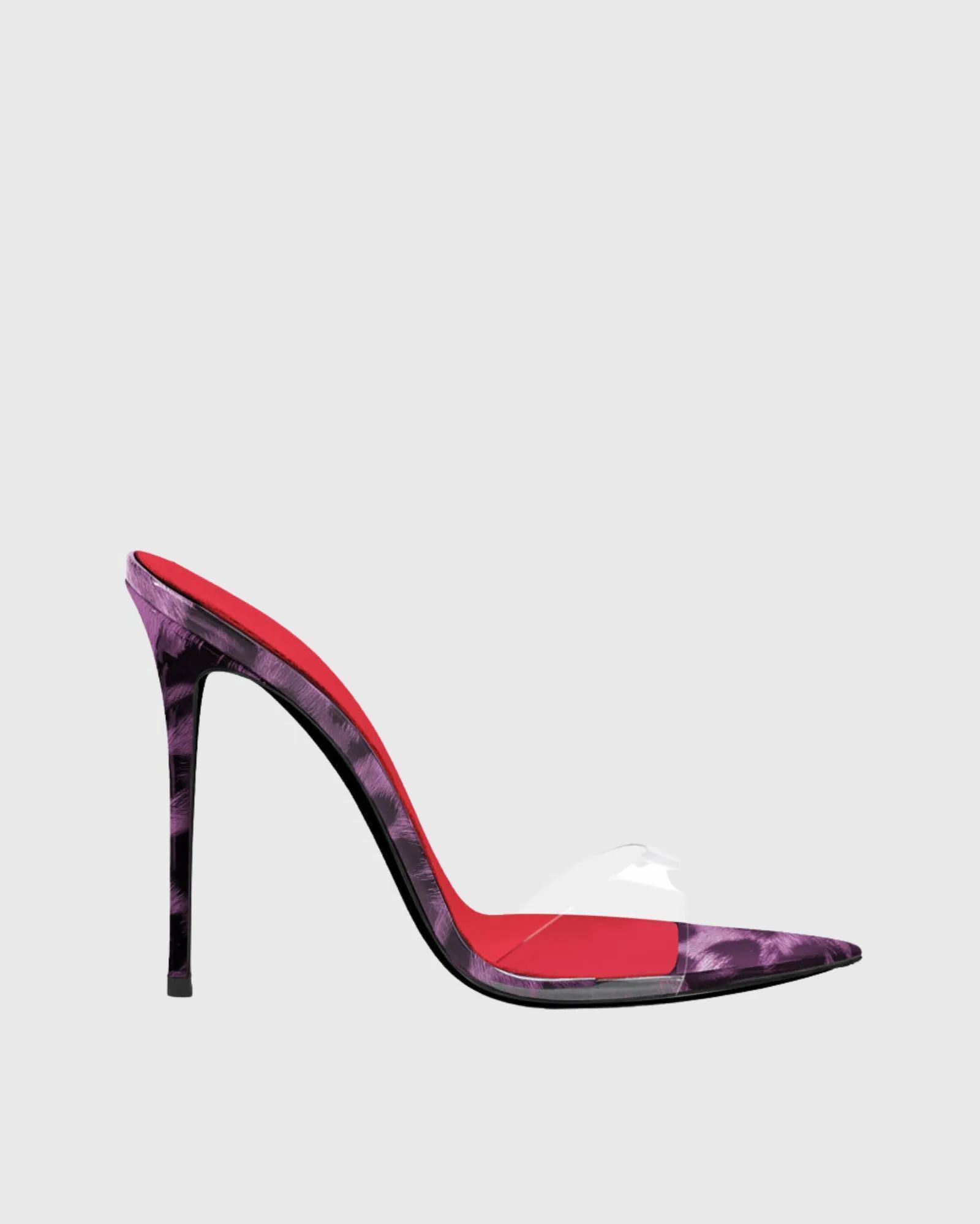 Adaltrud Biue Leopard Print Pointed Toe Mules
