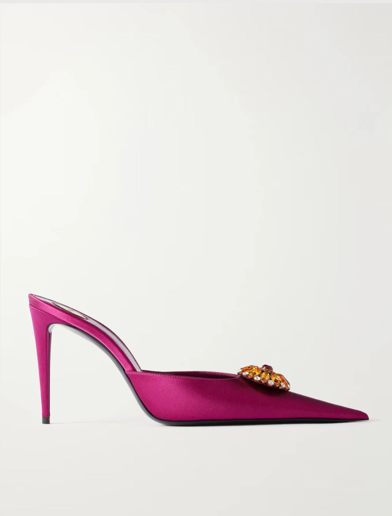 Milka Rhinestone Flower Mules In Hot Pink