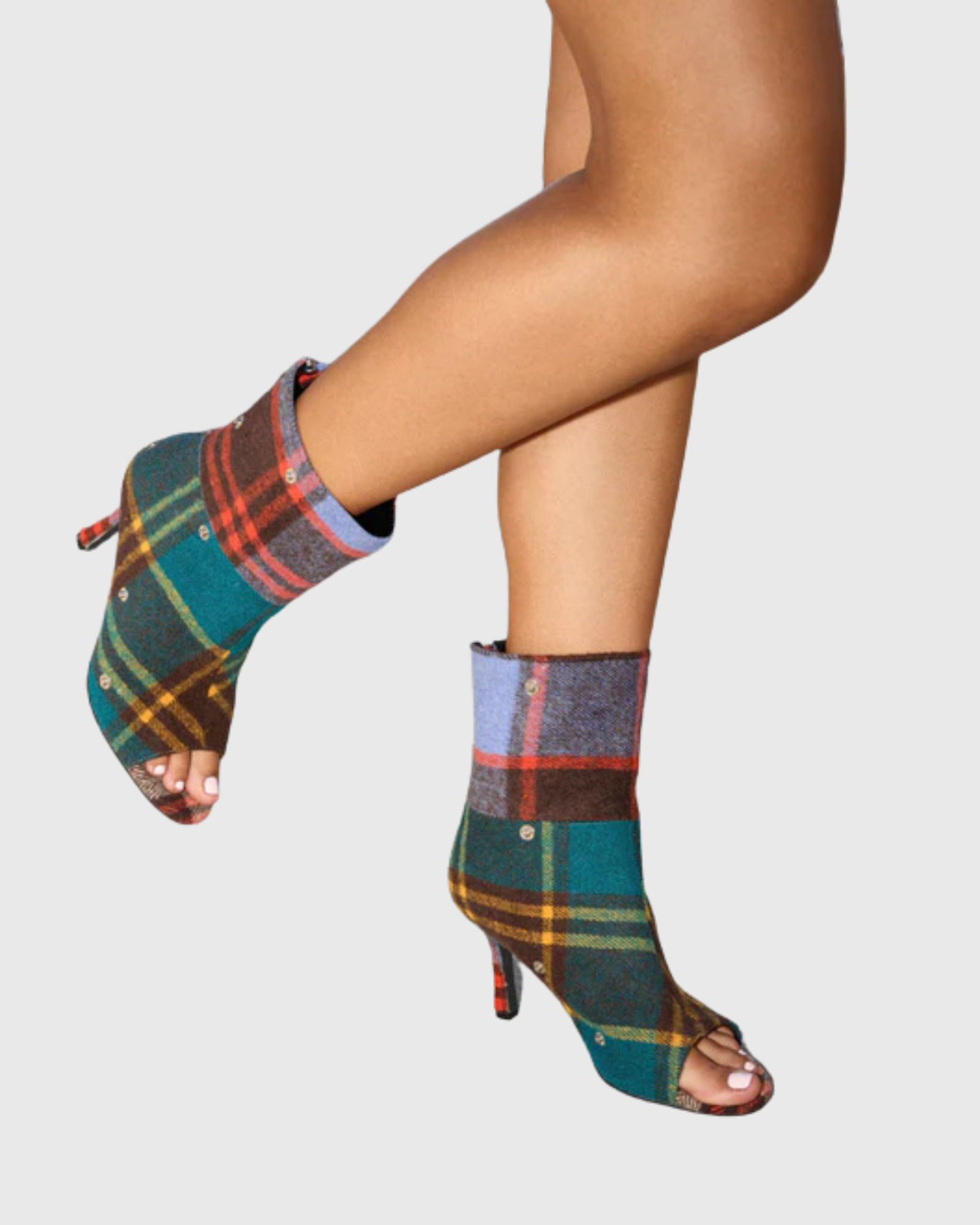 Santa Rivet Open Toe Check Boots