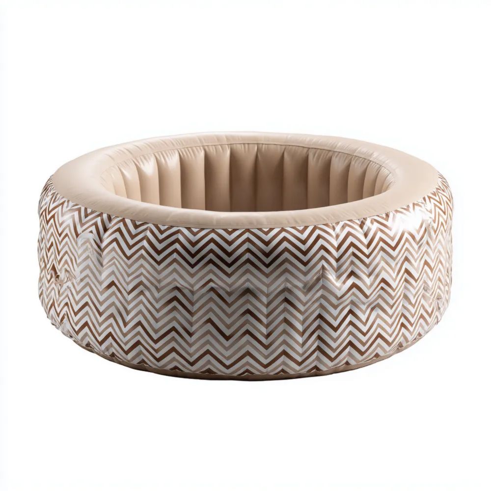 Aufblasbarer Pool 180x180x65 cm - Braun/Weiß - Chevron Muster-stillavio