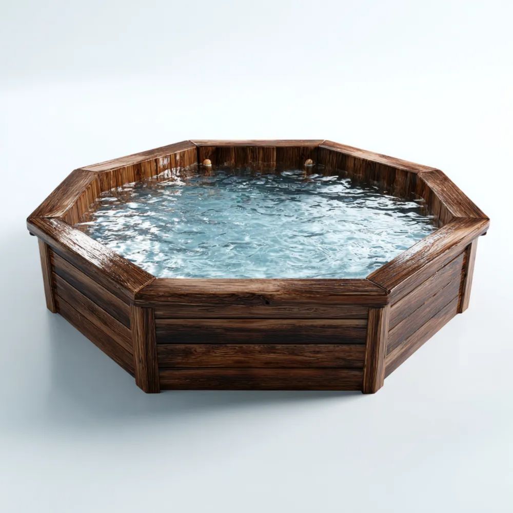 Holzpool - 8-eckig 300x300x120 cm - Rustikaler Stil-stillavio