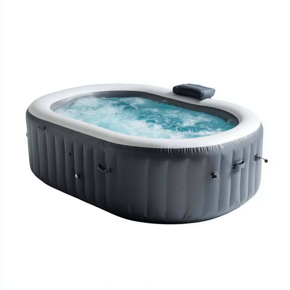 Aufblasbarer Whirlpool 185x125x65 cm – Grau – Tragbar-stillavio