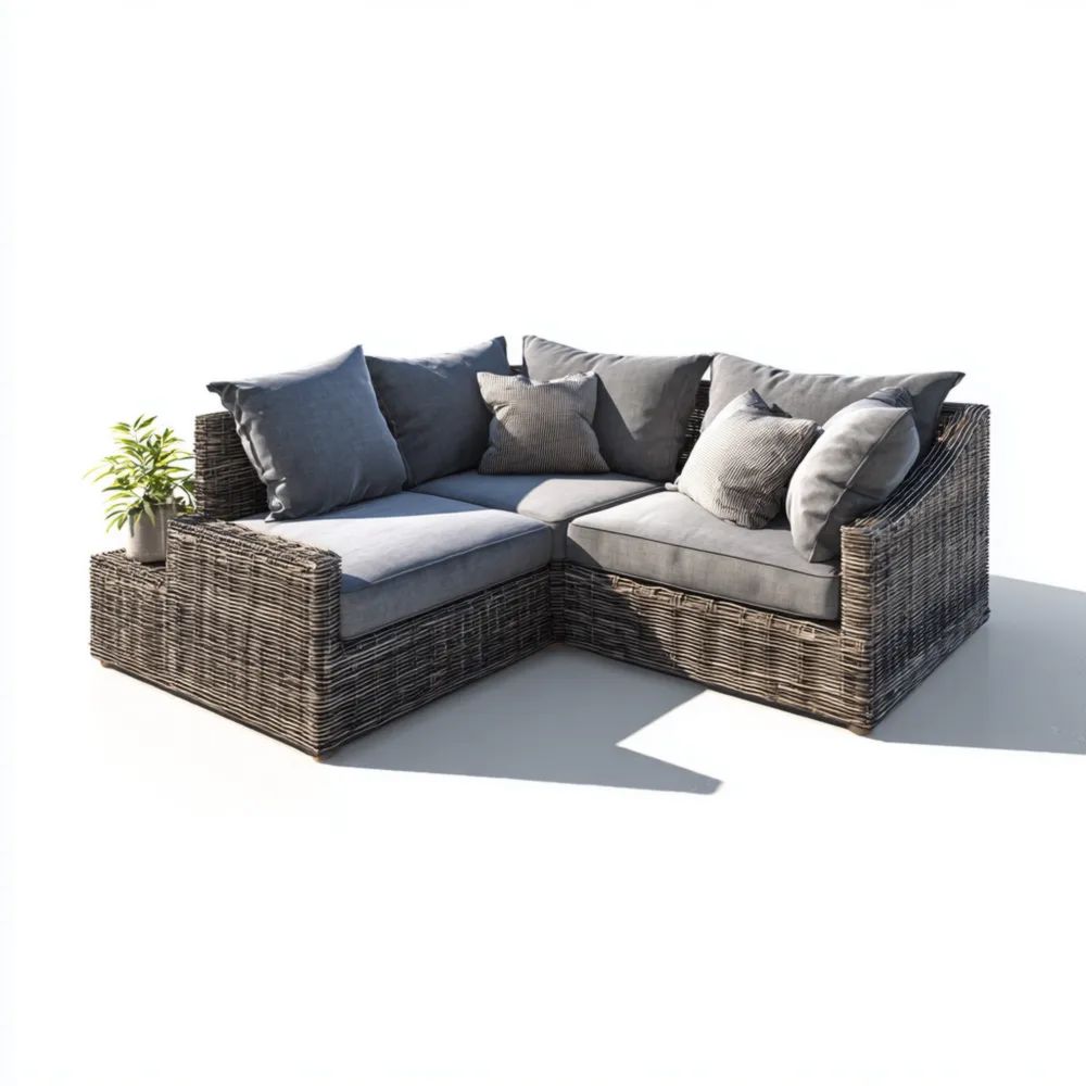 Garten-Ecksofa Rattan 200x200x80 cm – Grau – Modernes Design-stillavio