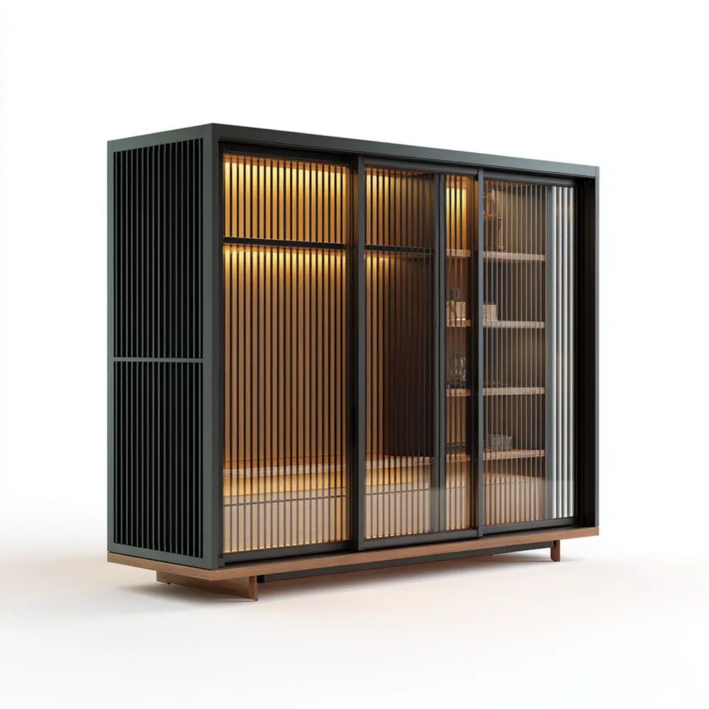 Vitrine Holz 200x180x50 cm – Schwarz – Modernes Design-stillavio