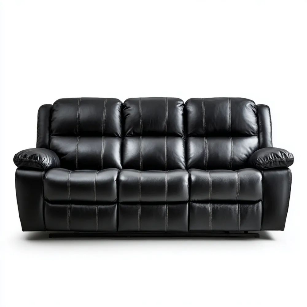 3-Sitzer-Sofa Kunstleder 200x90x100 cm Schwarz Modernes Design-stillavio