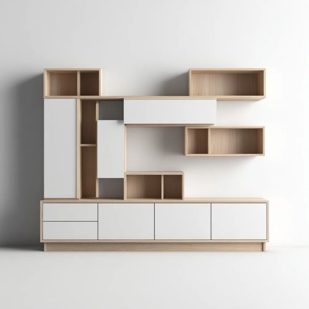 Wandregal Holz Weiß - 200x180x35 cm – Moderner Stil-stillavio