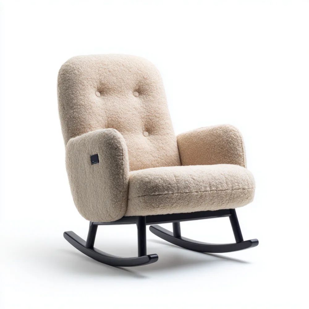 Schaukelstuhl 90x80x100 cm - Creme - Stoff mit Modernem Design-easeanova