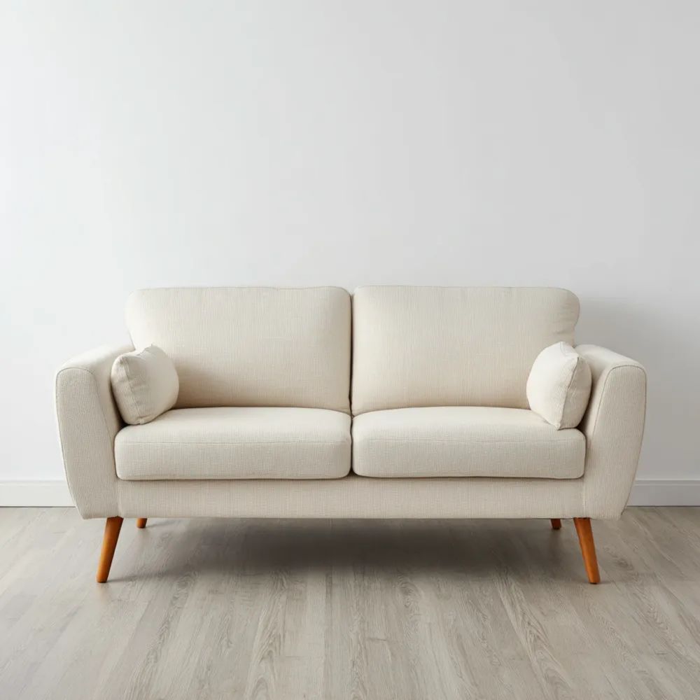 2-Sitzer-Sofa 140x80x85 cm Stoffbezug – Creme – Skandinavisches Design-easeanova