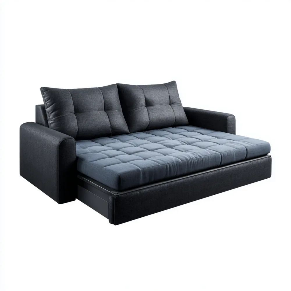 2-Sitzer-Schlafsofa Stoff 200x140x90 cm – Dunkelgrau – Moderner Stil-easeanova