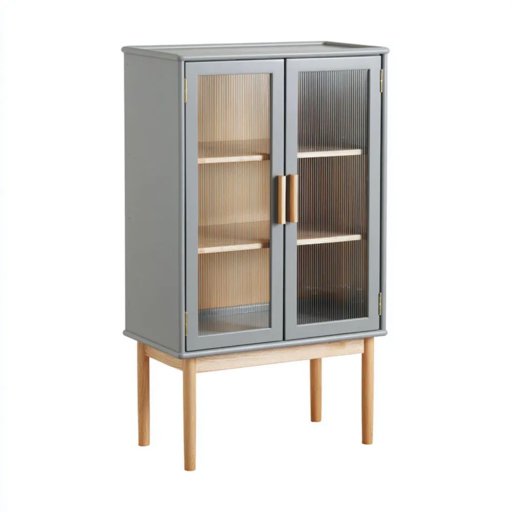 Vitrine Holzglas 60x40x120 cm – Grau – Modernes Design-easeanova