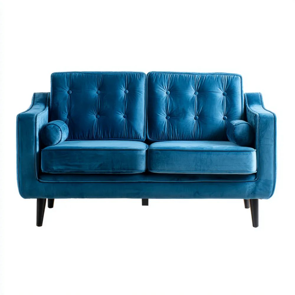 2-Sitzer-Sofa Samtgepolstert 150x85x75 cm – Blau – Vintage Design-easeanova
