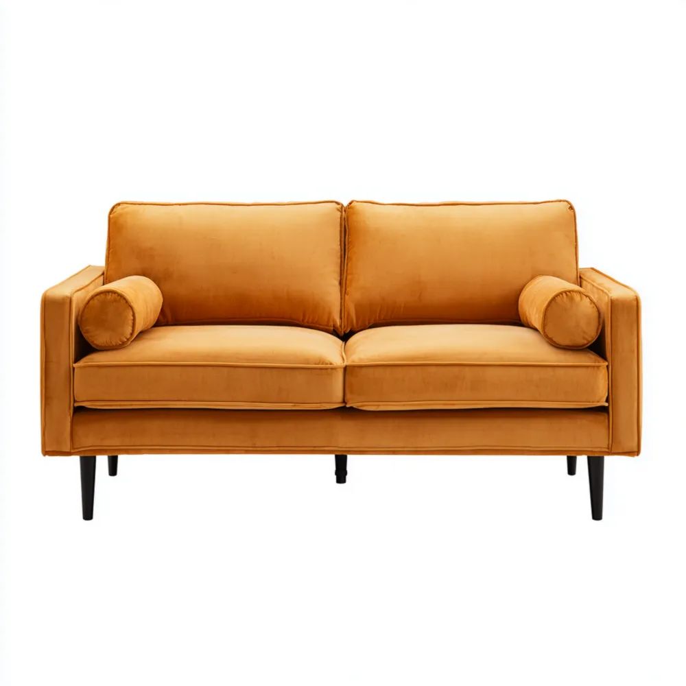 2-Sitzer-Sofa Samt 140x85x78 cm – Orange – Modernes Design-easeanova
