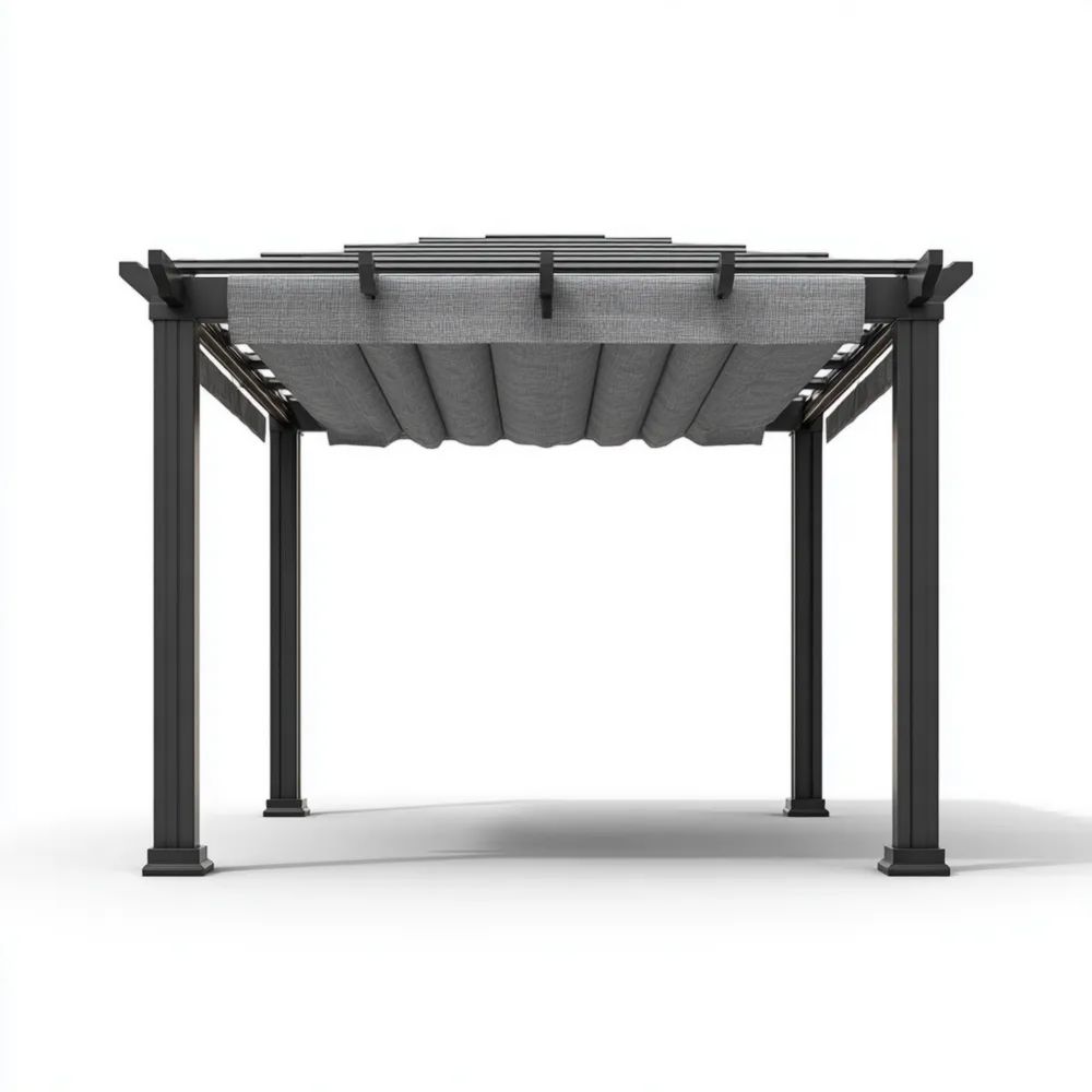 Pergola Aluminium 300x400x250 cm - Grau - Mit verstellbarem Dach-easeanova