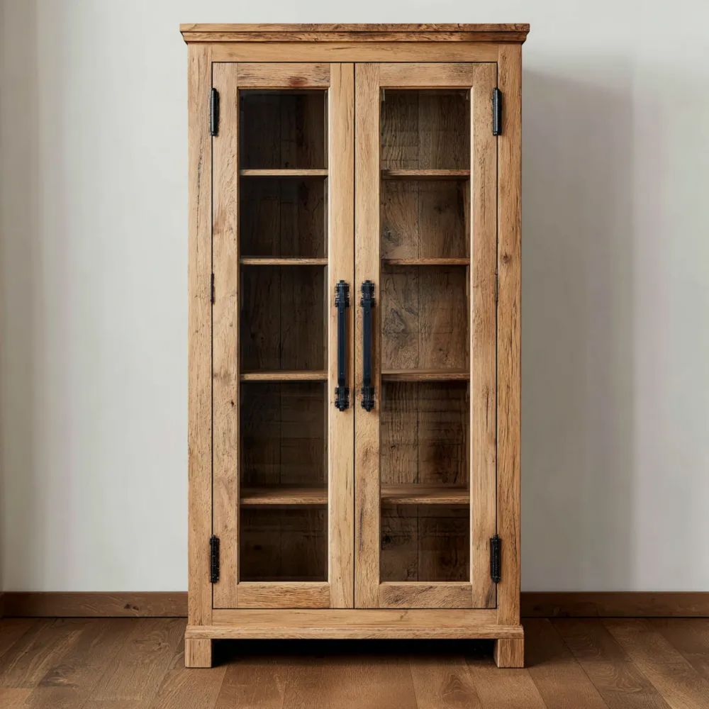 Vitrine Holz 180x90x40 cm - Natur - Rustikales Design-easeanova