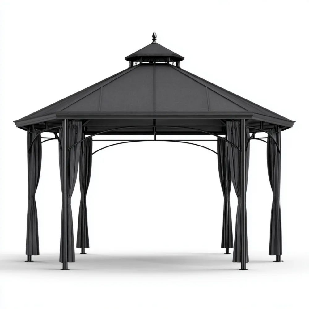 Gartenpavillon Metallrahmen 300x400x270 cm – Schwarz – Klassisches Design-easeanova