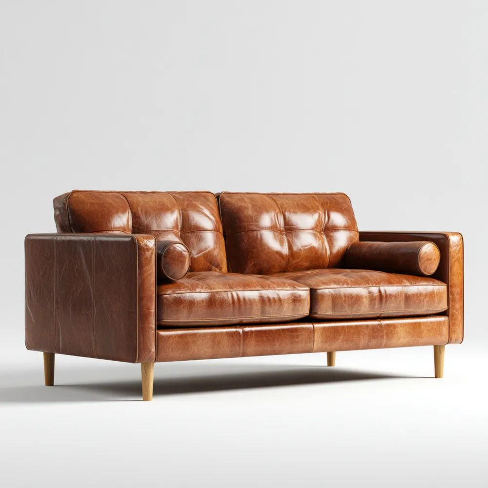 2-Sitzer-Sofa Leder 150x90x85 cm - Klassisches Design - Braun-easeanova