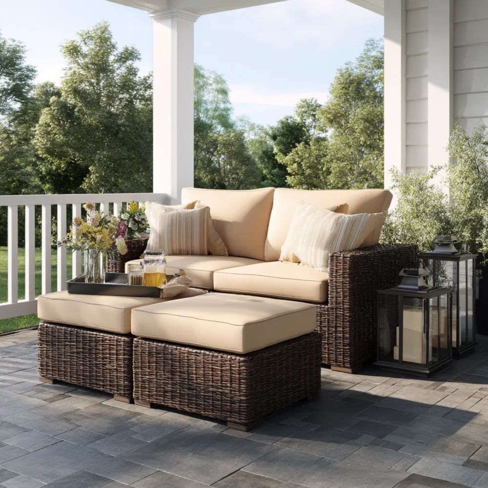 Garten-Sofaset Polyrattan 120x75x70 cm – Beige – Modernes Design