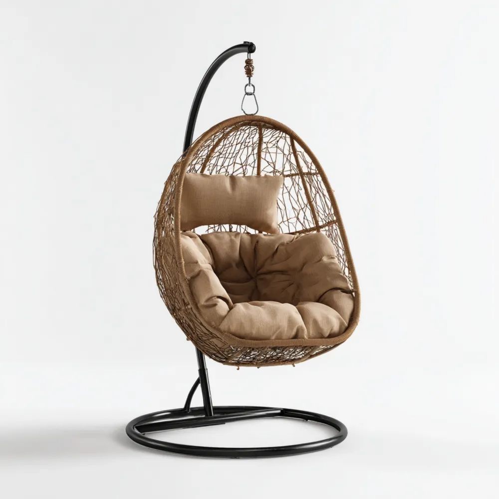 Hängesessel aus Rattan mit Kissen 100x75x120 cm - Braun