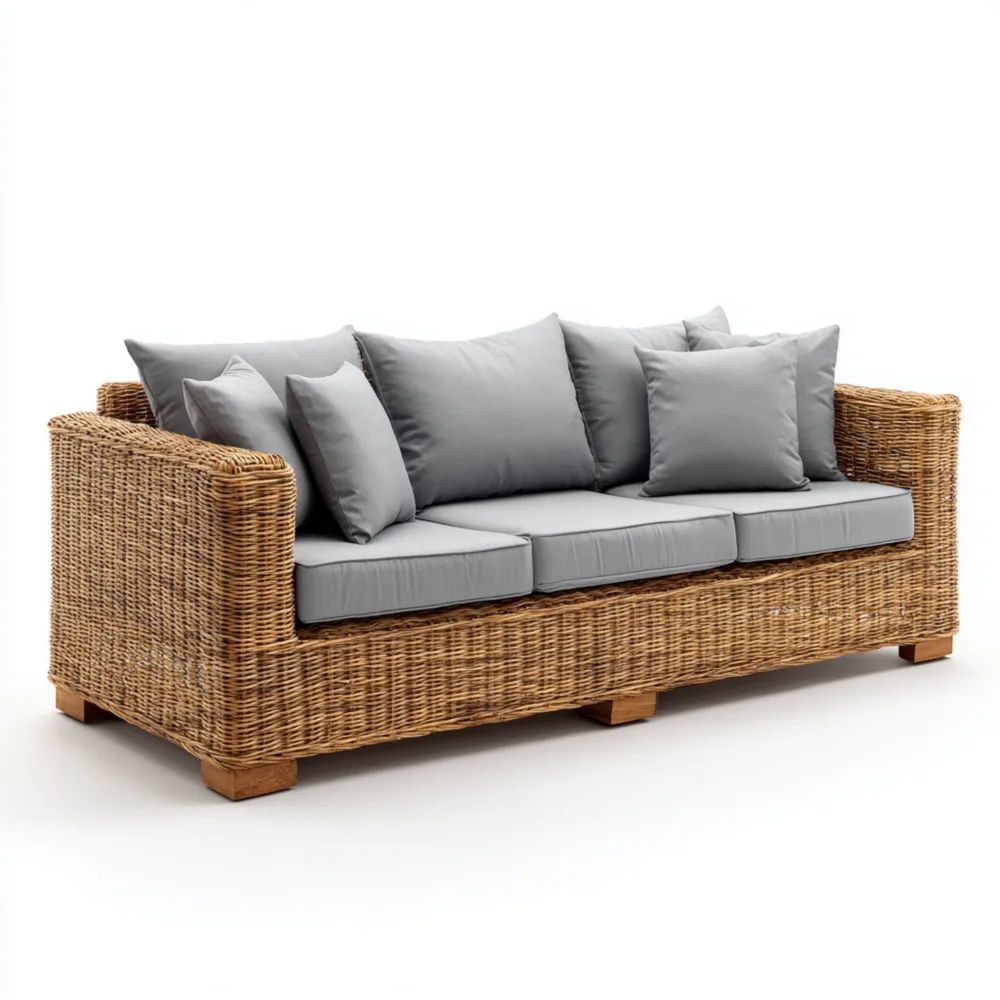 3-Sitzer-Gartensofa Rattan 200x85x75 cm – Grau – Modernes Design