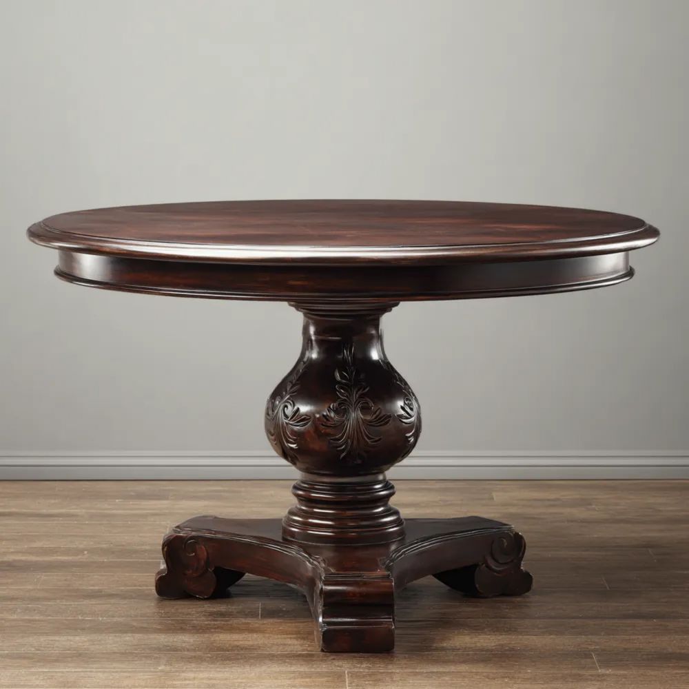 Runder Esstisch Massivholz 120cm x 120cm x 75cm Dunkelbraun - Klassisches Design