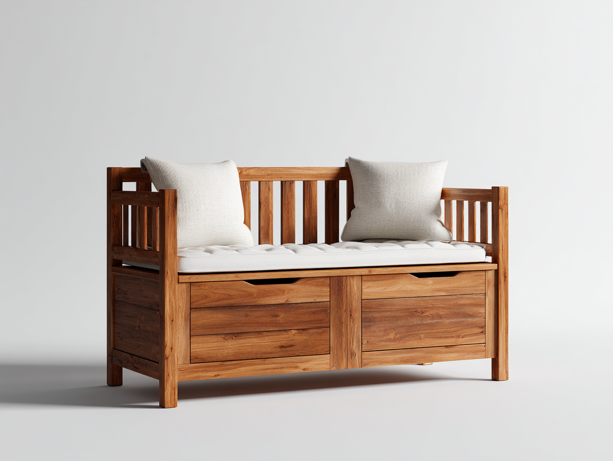 Banc de jardin avec rangements en bois 120x50x85 cm - usage extérieur - marron - design fonctionnel-Casamymart