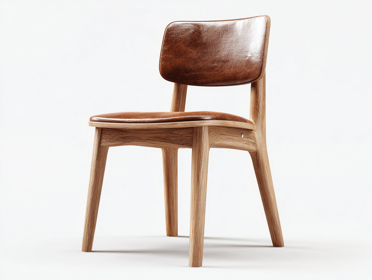 Chaise de salle à manger en cuir et bois 52x55x80 cm - Marron - style élégant intemporel-Casamymart