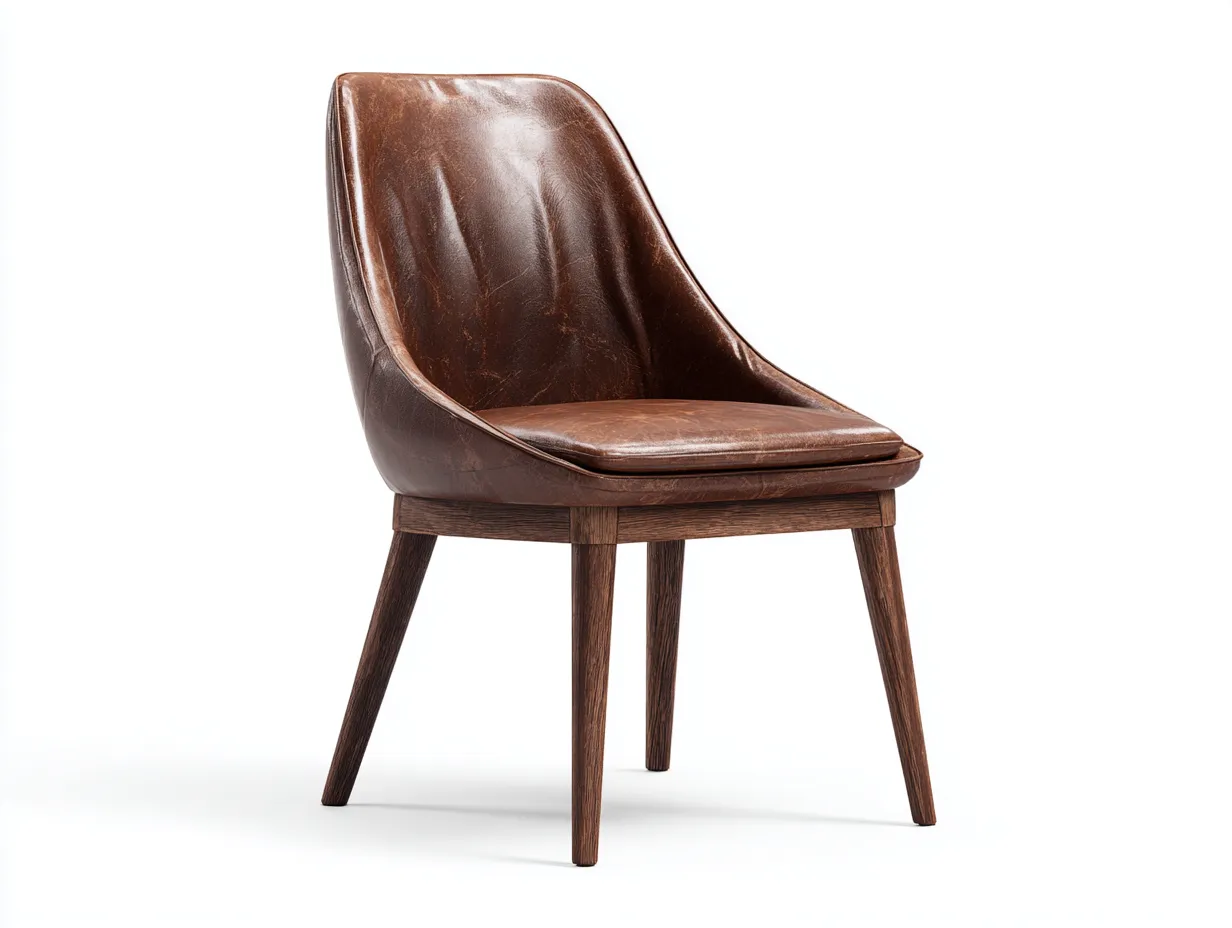 Chaise de salle à manger en similicuir et bois 55x58x82 cm - Marron - style élégant contemporain-Casamymart