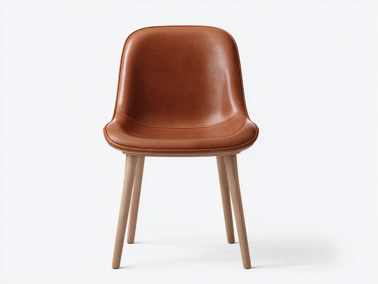 Chaise de salle à manger en similicuir marron et bois massif 48x54x82 cm - marron - design contemporain-Casamymart