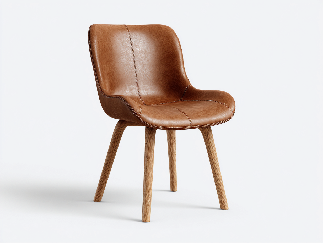 Chaise de salle à manger en similicuir et bois 55x60x85 cm - usage intérieur - marron - design moderne-Casamymart