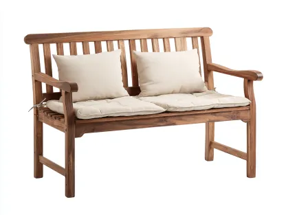 Banc de jardin en bois naturel pour extérieur 155x62x92 cm - bois naturel - style classique-Casamymart