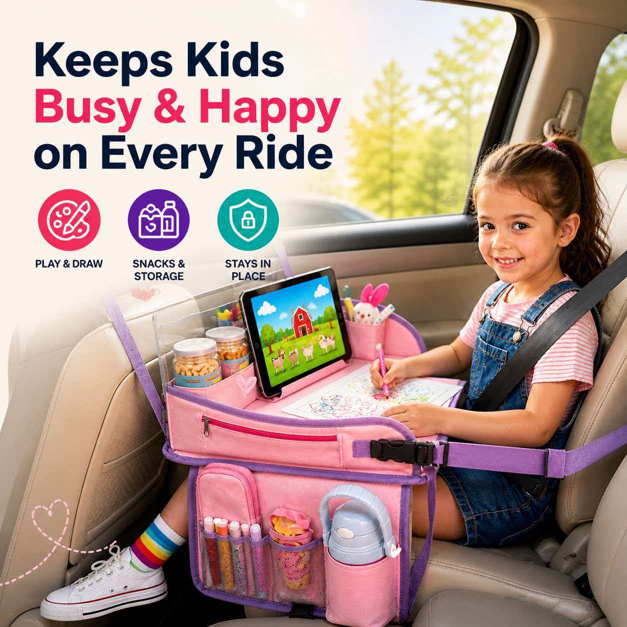 Kids Travel Art Board & Car Seat Activity Tray
