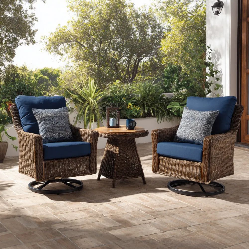 Garten-Loungeset Rattan Blau – Modernes Design 75x75x90 cm