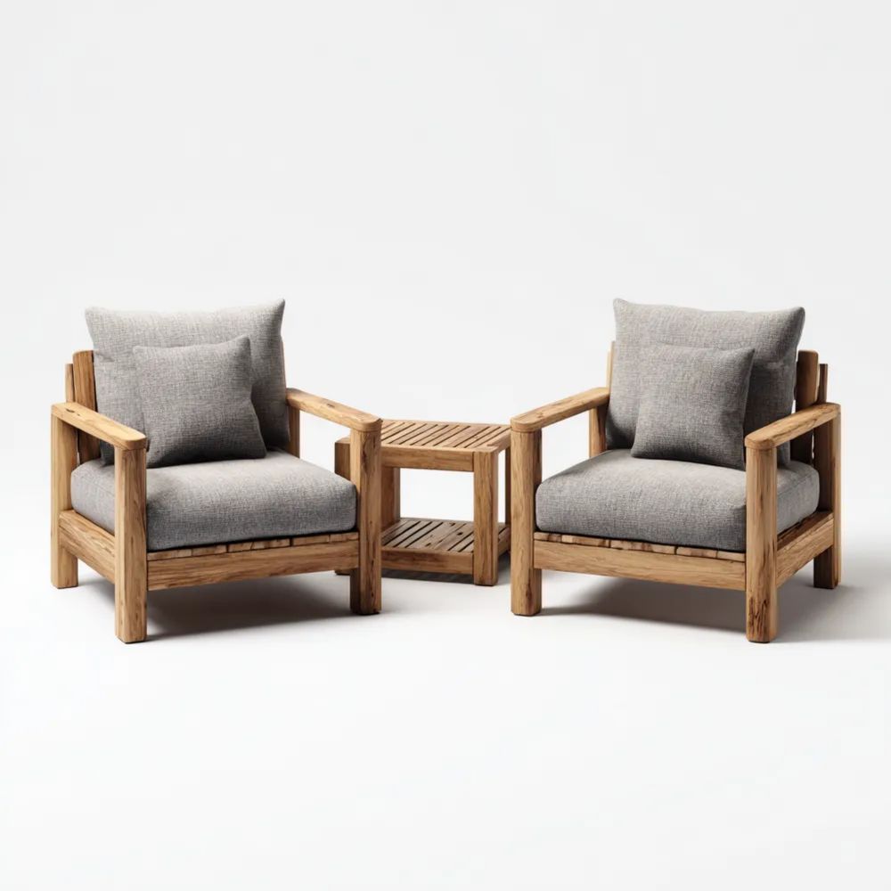 Garten-Loungeset Holz 2-Sitzer 100x85x75 cm Grau - Klassisches Design