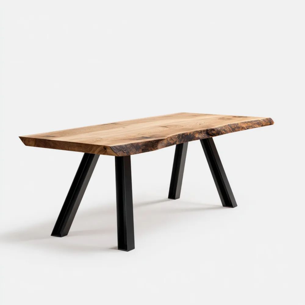 Esstisch Massivholz 180x90x75 cm - Natur - Industrielles Design