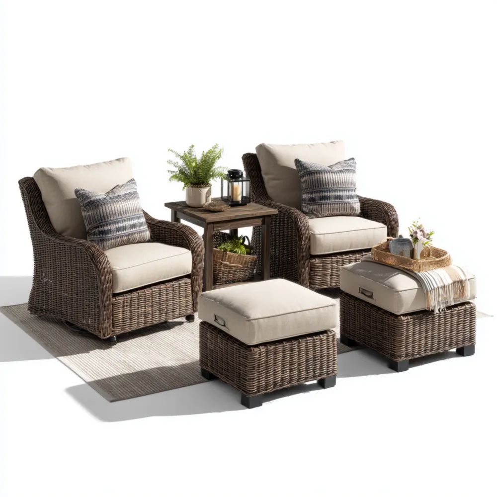 Garten-Loungeset Polyrattan 80x85x89 cm Beige – Komfort-Design