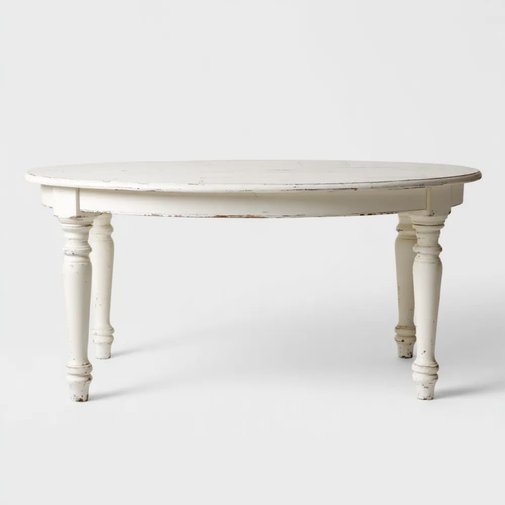 Runder Esstisch aus Massivholz 120x120x75 cm - Weiß