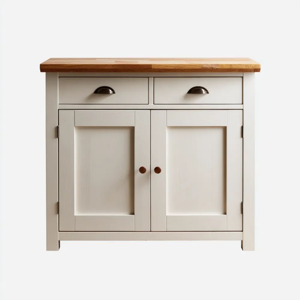 Aufbewahrungsschrank Holz 90x40x85 cm - Weiße Farbe - Klassisches Design