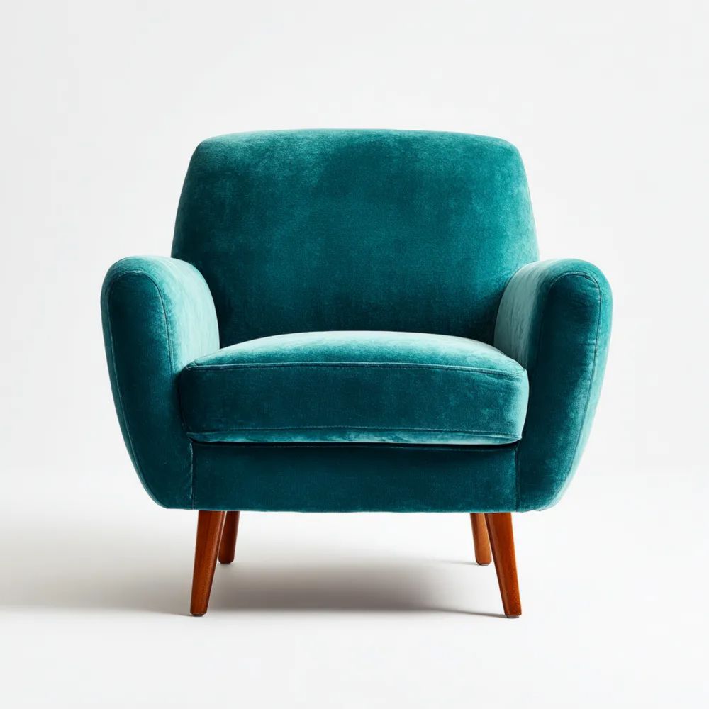 Sessel Samt 80x85x90 cm – Türkis – Retro Stil