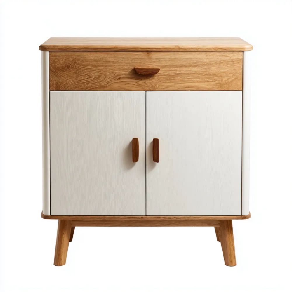 Skandinavischer Aufbewahrungsschrank aus Holz 80x40x90 cm – Weiß/Natur