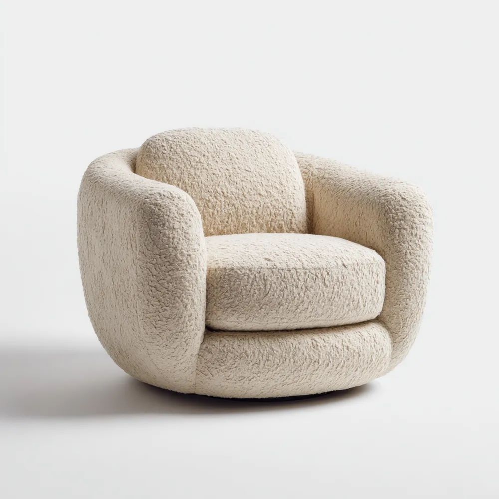 Sessel Plüsch 90x90x75 cm – Cremeweiß – Bequeme Form