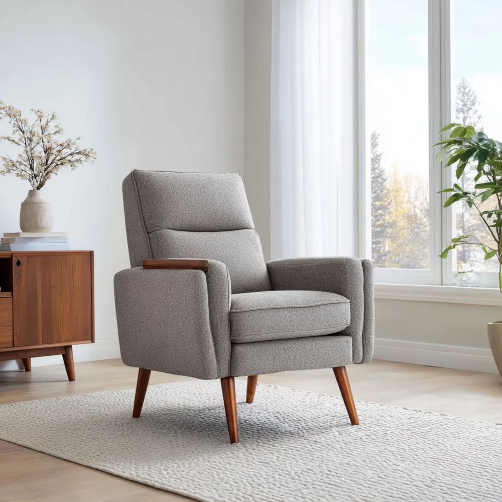 Skandinavischer Sessel 85x90x100 cm – Hellgrau – Stoffpolsterung