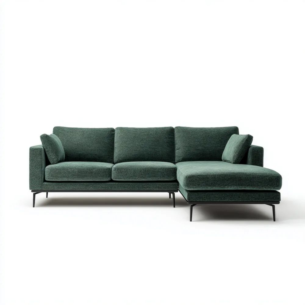Ecksofa 250x150x85 cm – Dunkelgrün – Moderner Stil