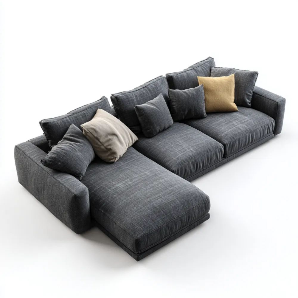 Ecksofa Stoff 300x200x90 cm – Dunkelgrau – Moderner Stil