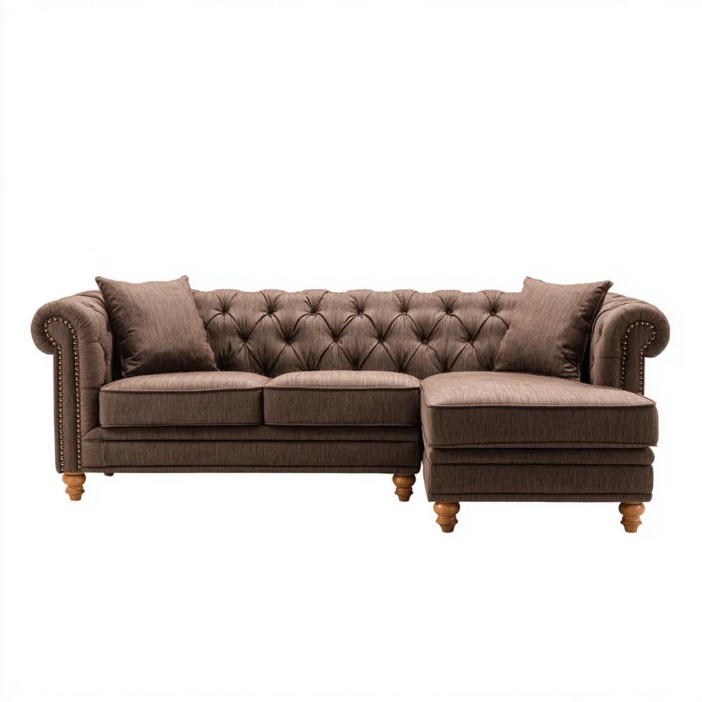 Ecksofa Stoff 260x85x160 cm – Braun – Klassisches Design
