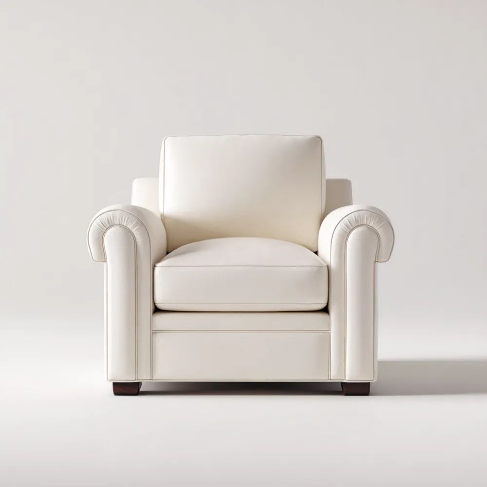 Ledersessel 80x90x85 cm - Cremeweiß - Klassisches Design