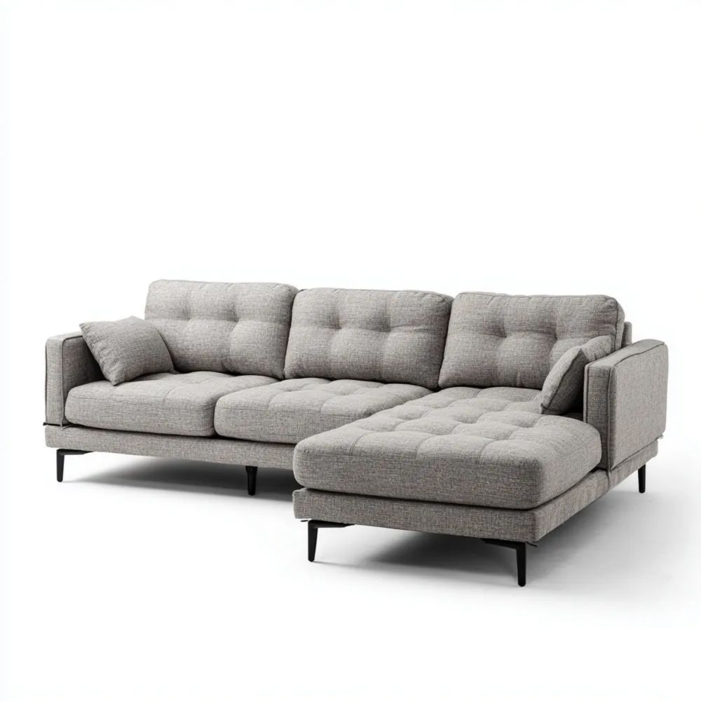 Ecksofa Stoffpolster 230x150x85 cm - Hellgrau - Modernes Design